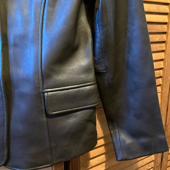 Max USA Chocolate Brown Buttery Soft Genuine Leather Blade Collar Jacket